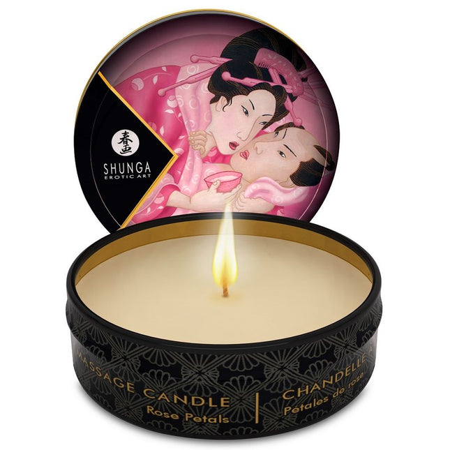 SHUNGA - MINI CARESS BY CANDELIGHT LUMÂNARE DE MASAJ CU TRANDAFIRI 30 ML