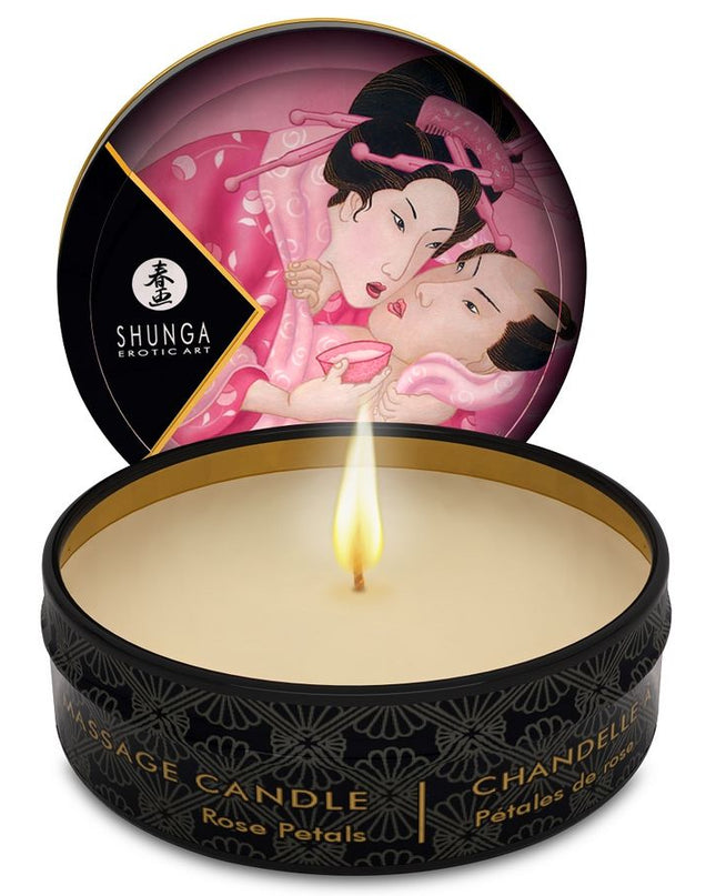 SHUNGA - MINI CARESS BY CANDELIGHT LUMÂNARE DE MASAJ CU TRANDAFIRI 30 ML