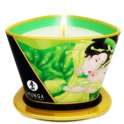 SHUNGA - MINI CARESS BY CANDELIGHT LUMÂNARE DE MASAJ VERDE 170 ML