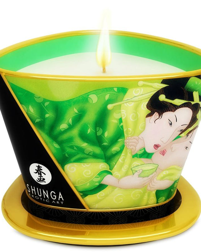 SHUNGA - MINI CARESS BY CANDELIGHT LUMÂNARE DE MASAJ VERDE 170 ML