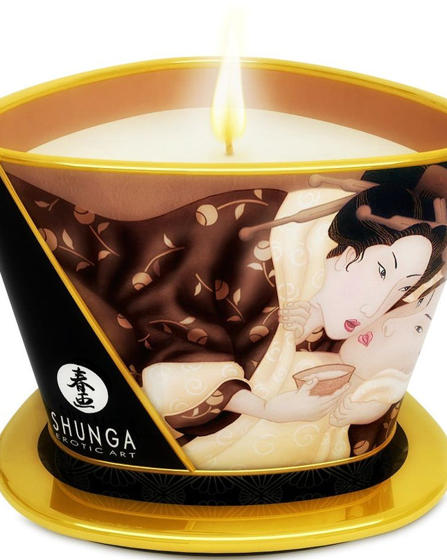 SHUNGA - MINI CARESS BY CANDELIGHT LUMÂNARE DE MASAJ CU CIOCOLATĂ 170 ML
