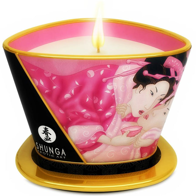 SHUNGA - MINI CARESS BY CANDELIGHT LUMÂNARE DE MASAJ CU TRANDAFIRI AFRODISACI 170 ML