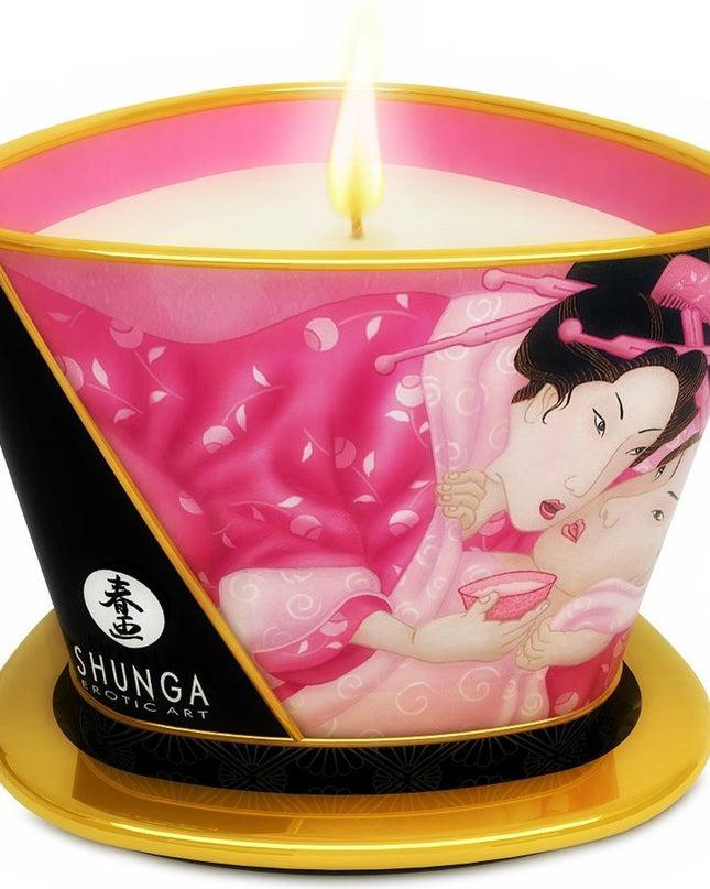 SHUNGA - MINI CARESS BY CANDELIGHT LUMÂNARE DE MASAJ CU TRANDAFIRI AFRODISACI 170 ML