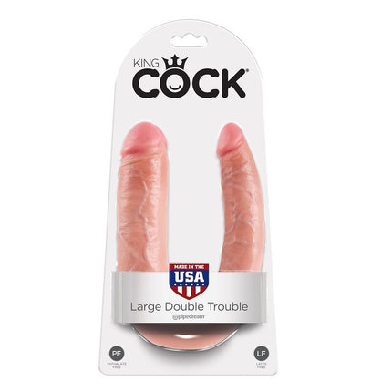 KING COCK - PENIS MARE DUBLĂ ÎN FORMĂ DE U, CARNE CU PROBLEME, 17,8 CM