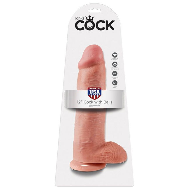 KING COCK - 12 DILDO-URI DIN CARNE CU COJI 30,48 CM