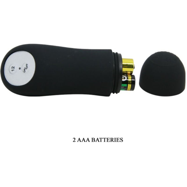 PRETTY LOVE - DOP ANAL DIN SILICON CU FORMĂ DE PENIS ȘI 12 MODURI DE VIBRAȚIE NEGRU