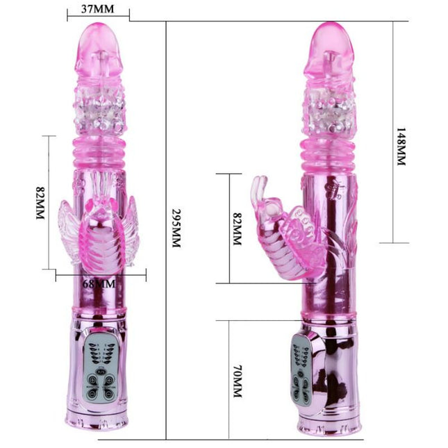 BAILE - VIBRATOR REÎNCĂRCABIL CU STIMULATOR FLUTURE ROTATIV ȘI PULPANT