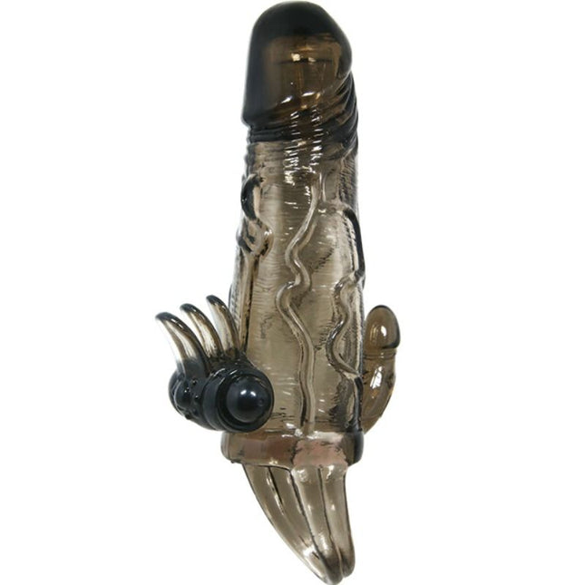 BAILE - HUSA PENTRU PENIS BRAVE MAN CU CLITORIS ȘI STIMULARE ANALĂ DUBLU GLONȚ NEGRU 16.5 CM