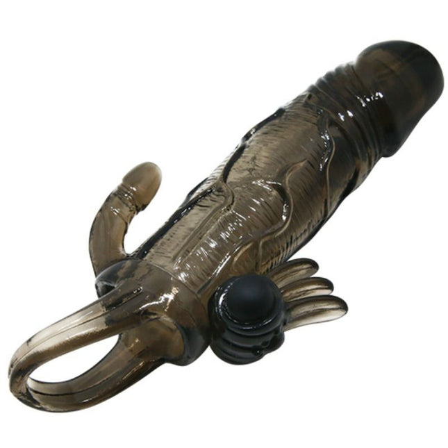 BAILE - HUSA PENTRU PENIS BRAVE MAN CU CLITORIS ȘI STIMULARE ANALĂ DUBLU GLONȚ NEGRU 16.5 CM