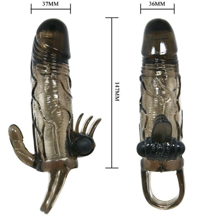 BAILE - HUSA PENTRU PENIS BRAVE MAN CU CLITORIS ȘI STIMULARE ANALĂ DUBLU GLONȚ NEGRU 16.5 CM