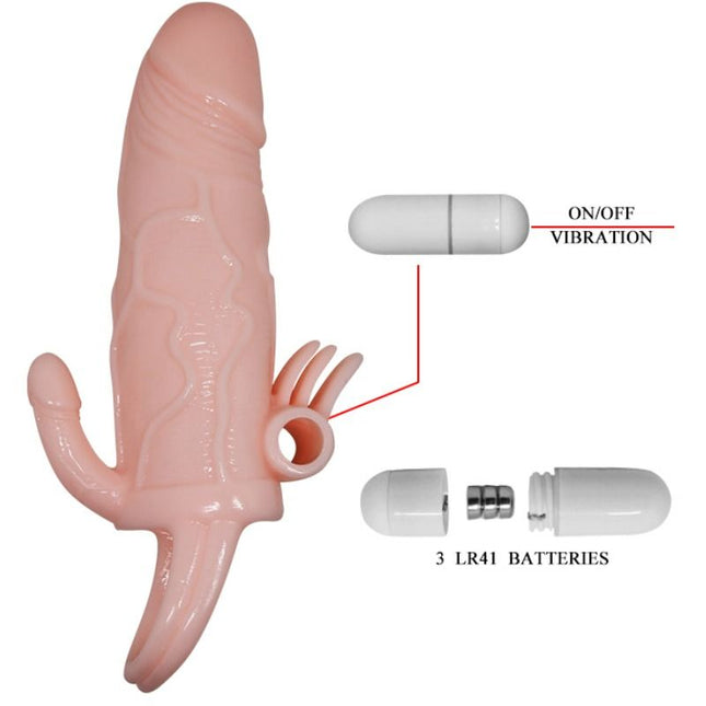 BAILE - HUSA PENTRU PENIS BRAVE MAN CU CLIT ȘI STIMULARE ANALĂ DIN CARNE 16,5 CM