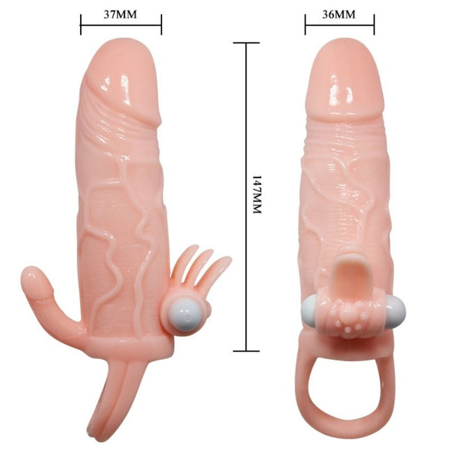 BAILE - HUSA PENTRU PENIS BRAVE MAN CU CLIT ȘI STIMULARE ANALĂ DIN CARNE 16,5 CM