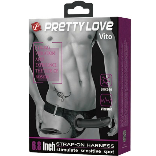 PRETTY LOVE - VITO STRAP-ON CU DILDO GOL ȘI VIBRAȚII 17,3 CM