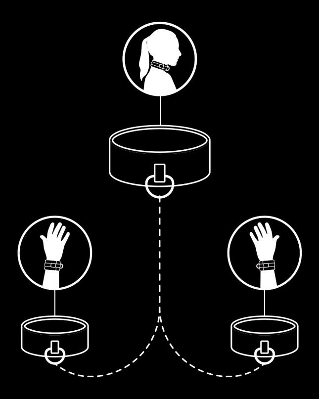 FETISH SUBMISSIVE - COLIER ȘI CĂTUȘE DIN PIELE VEGANĂ CU CĂPTUȘEALĂ DIN NOPREN