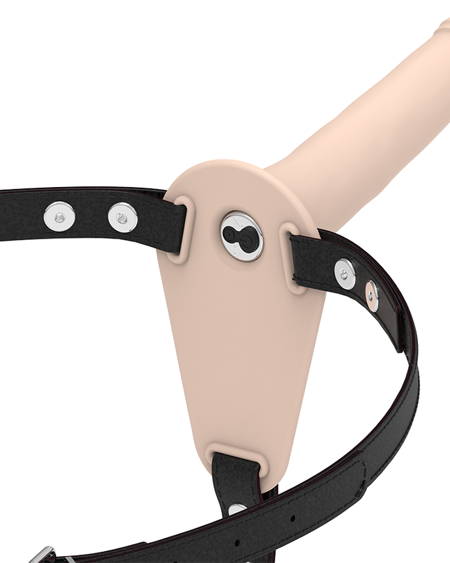 FETISH SUBMISSIVE HARNESS - FLESH SILICONE VIBRATOR 15 CM