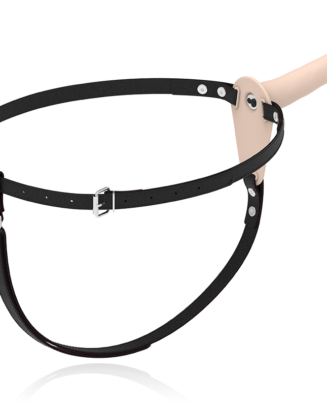 FETISH SUBMISSIVE HARNESS - FLESH SILICONE VIBRATOR 15 CM