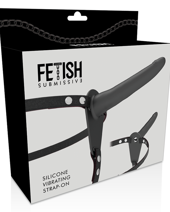FETISH SUBMISSIVE HARNESS - BLACK SILICONE VIBRATOR 15 CM