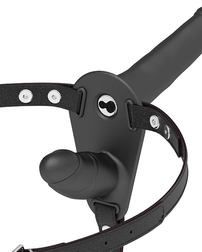 FETISH SUBMISSIVE HARNESS - DOUBLE PENETRATION BLACK VIBRATOR
