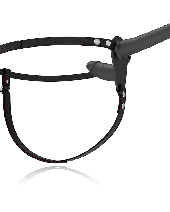 FETISH SUBMISSIVE HARNESS - DOUBLE PENETRATION BLACK VIBRATOR