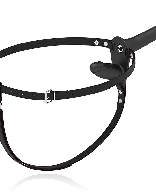 FETISH SUBMISSIVE HARNESS - DOUBLE PENETRATION BLACK VIBRATOR