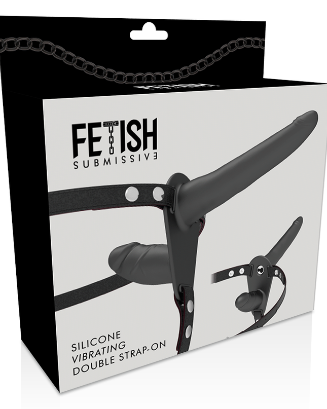 FETISH SUBMISSIVE HARNESS - DOUBLE PENETRATION BLACK VIBRATOR