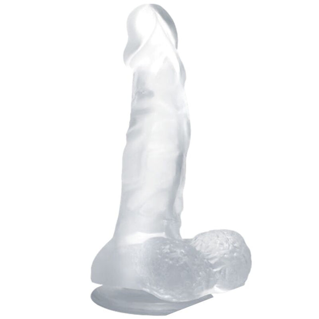 BAILE - DILDO REALISTIC CU VENTUZĂ ȘI TESTICULE 16,7 CM TRANSPARENT