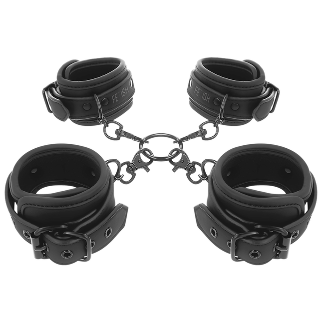 FETISH SUBMISSIVE - SET DE CĂTUȘE PENTRU MÂINI ȘI GLEZNE CU CĂPTUȘEALĂ DIN NOPREN