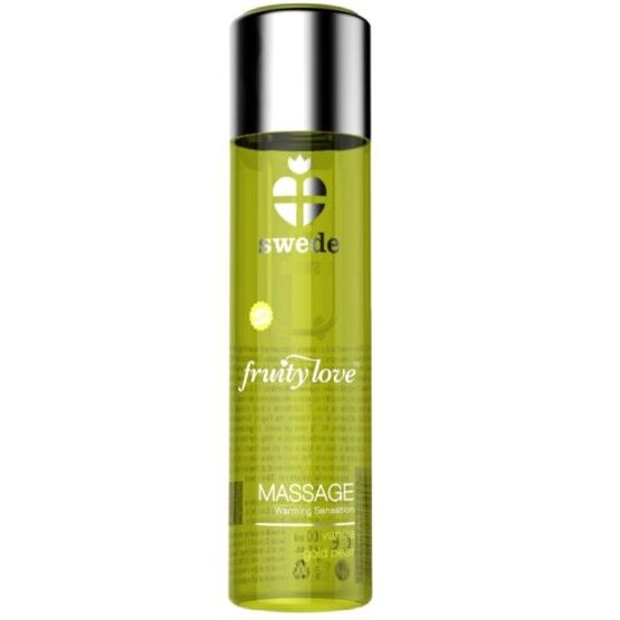 SWEDE - ULEI DE MASAJ CU EFECT DE ÎNCĂLZIRE FRUITY LOVE VANILIE ȘI PARĂ AURIE 60 ML.