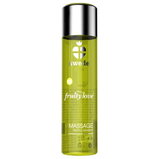 SWEDE - ULEI DE MASAJ CU EFECT DE ÎNCĂLZIRE FRUITY LOVE VANILIE ȘI PARĂ AURIE 120 ML