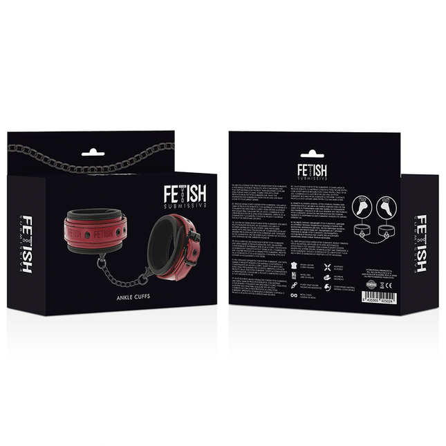 FETISH SUBMISSIVE DARK ROOM - CĂTUȘE DE GLEZNĂ DIN PIELE VEGANĂ CU CĂPTUȘEALĂ DIN NEOPREN